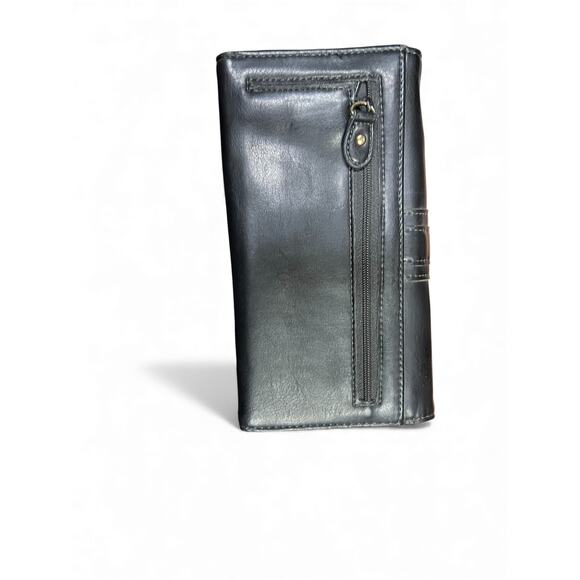 NWT Classiques Entier black leather wallet gold-tone clasp Billfold Logo - Picture 7 of 7